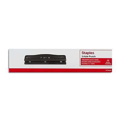 Staples  
3-Hole Punch  
Adjustable  
10 Sheet Capacity  
Standard 3-Hole Configuration