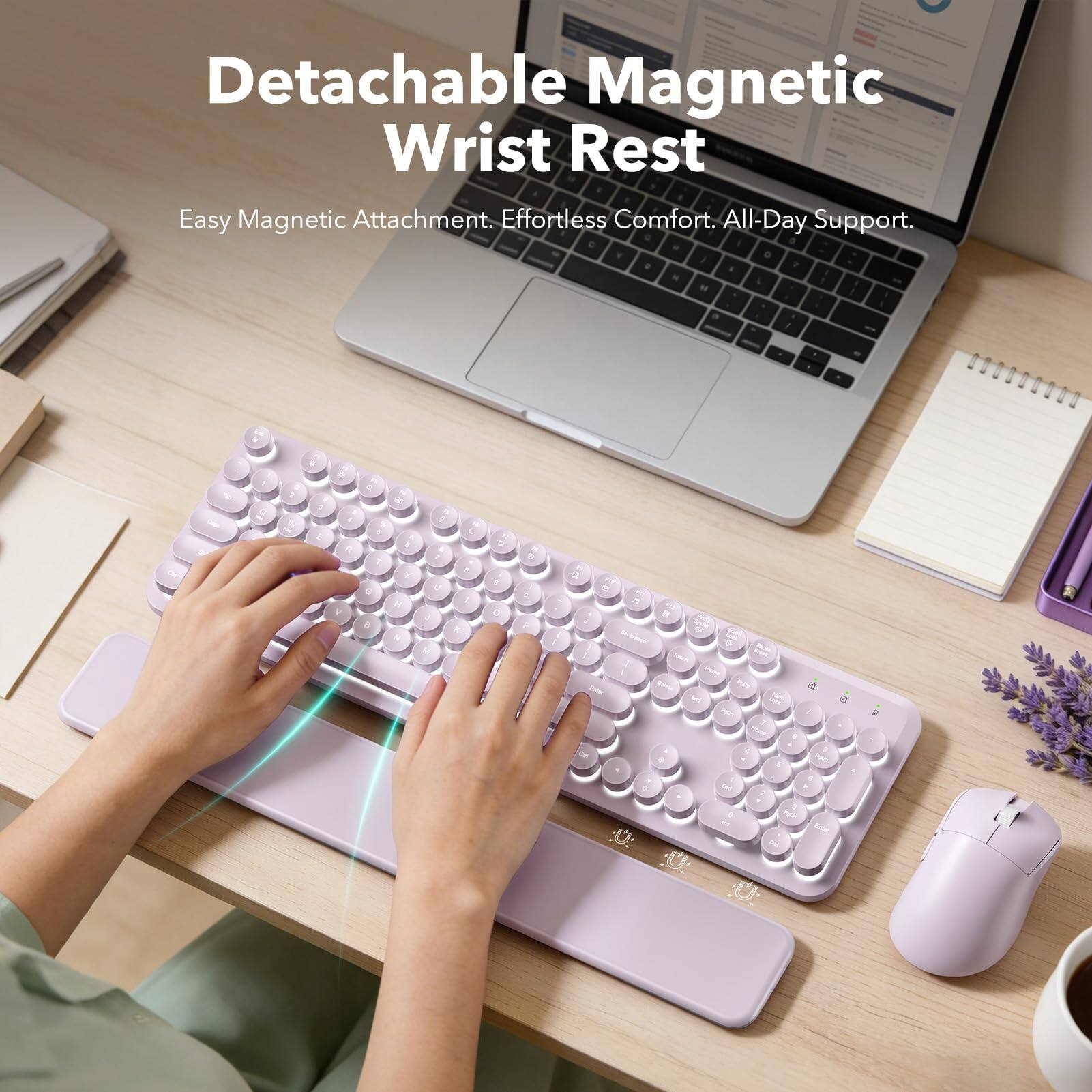 Detachable Magnetic Wrist Rest  
Easy Magnetic Attachment. Effortless Comfort. All-Day Support.  

Caja  
1 Q  
2 W  
6 3 5 E R 1 5 V 8  
25 & is a L 3 6 Y : U 8 / 0 X N M  
5 5 P  
1  
a B 150 Saisayana 2 Sugars, hides Gelipia him is be Pola I 1 Velpone t 4 9 Cal 9 < his 5 0 to Int k 2 7 1 : MIXI inc Love Del