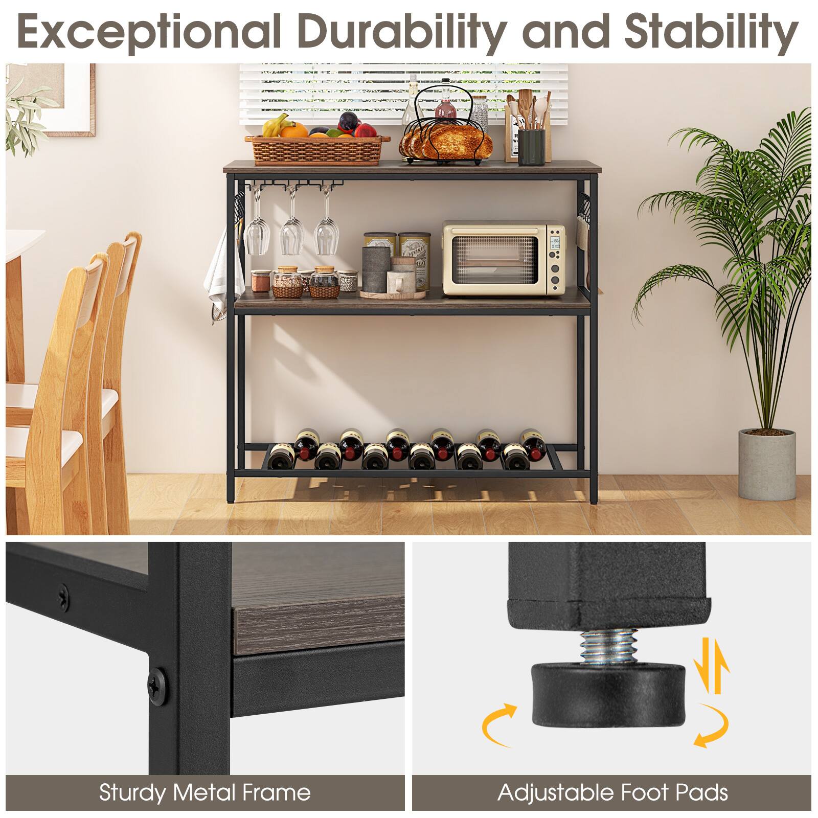 Exceptional Durability and Stability

Sturdy Metal Frame

Adjustable Foot Pads