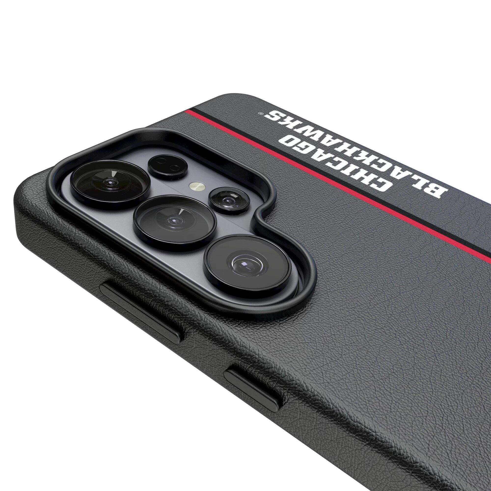 Alt View 2. Keyscaper - Black Chicago Blackhawks Galaxy Magnetic Bump Case - S26 Ultra - Black.