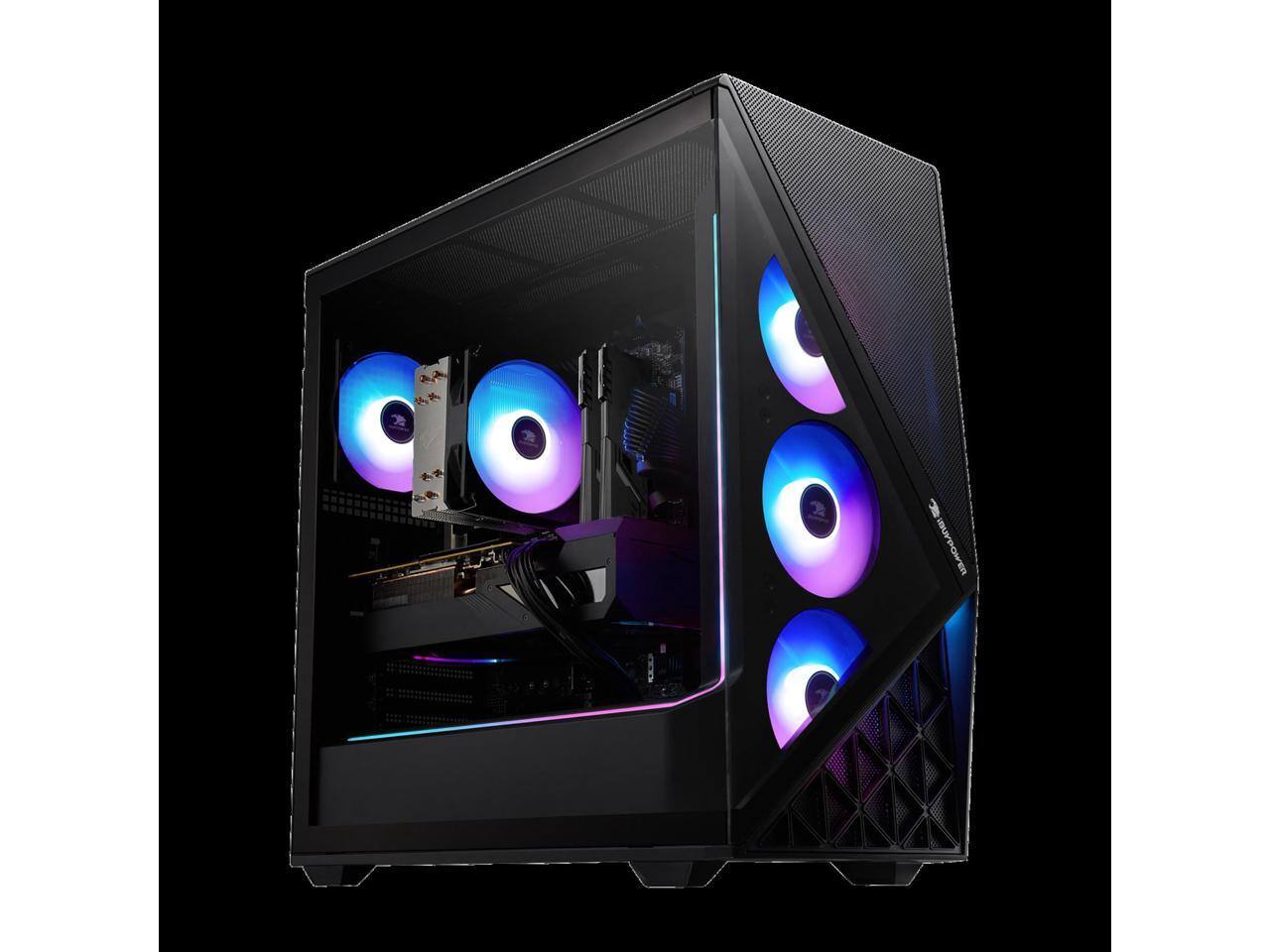 Alt View 1. iBUYPOWER - iBUYPOWER Slate Gaming PC Desktop - AMD Ryzen 7 9700F, NVIDIA GeForce RTX 5060Ti 8GB, 32GB DDR5 RAM, 1TB NVMe SSD - Black.