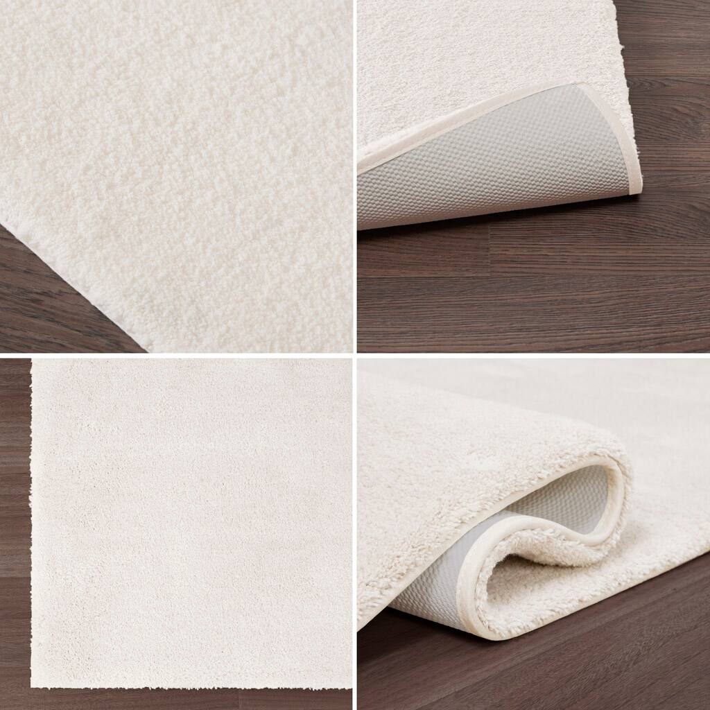 Angle. APRILSOUL - Spa Marshmallow Bath Rug Quick Dry Microfiber Oeko Tex Certified - Ivory.
