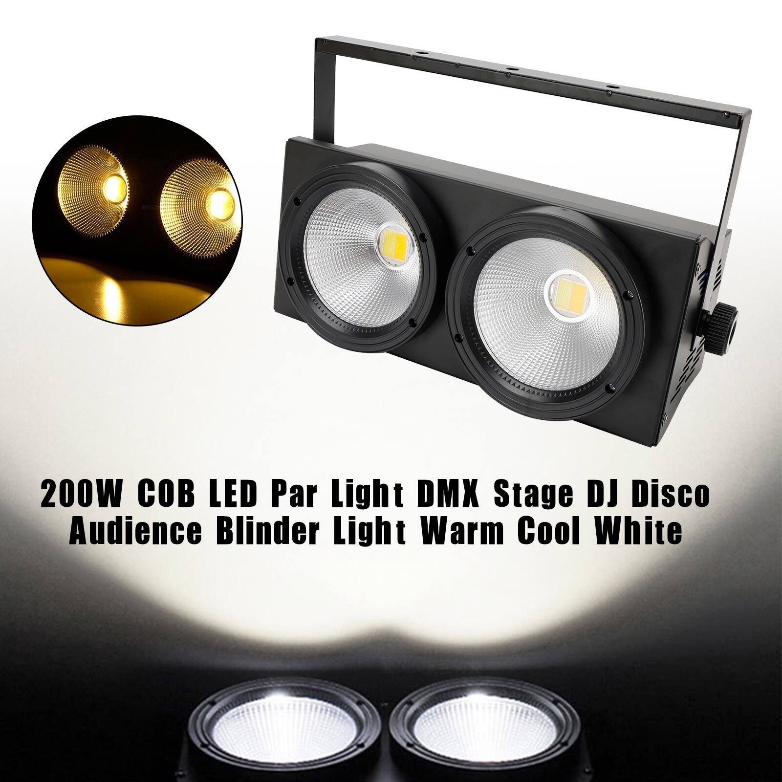 200W COB LED Par Light DMX Stage DJ Disco Audience Blinder Light Warm Cool White