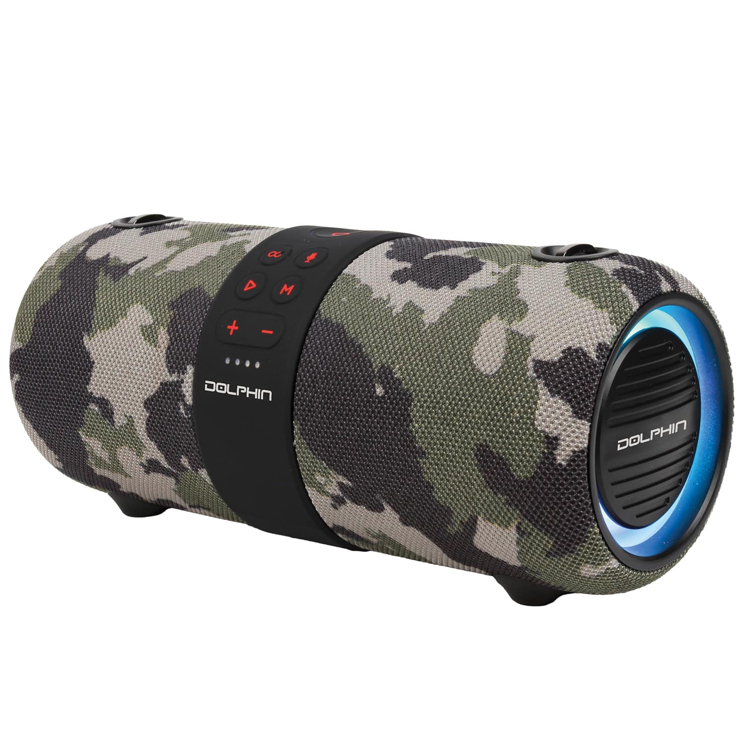 Dolphin Audio - LX-60 Waterproof Portable Bluetooth Speaker, Accent Lights, FM Radio - Camouflage