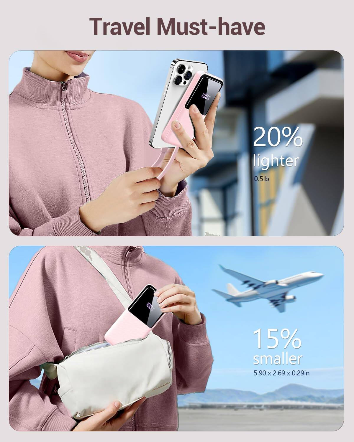 Travel Must-have

- 20% lighter 0.5lb
- 15% smaller 5.90 x 2.69 x 0.29in