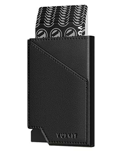 Vulpecula Spade - Pop up Card Wallet RFID Blocking Slim Aluminum Metal Bank Card Holder Case with Business Money Pocket for Credit Cards - Black