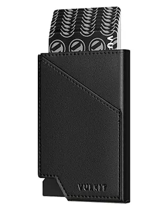 Front. Vulpecula Spade - Pop up Card Wallet RFID Blocking Slim Aluminum Metal Bank Card Holder Case with Business Money Pocket for Credit Cards - Black.