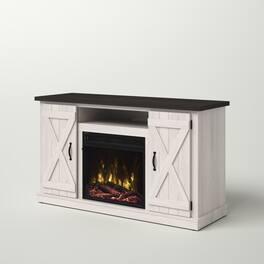 Hivvago - FarmHouse TV Entertainment Electric Fireplace - Ivory/Espresso
