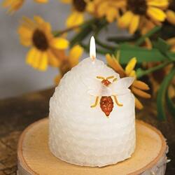 Angle. BreeBe - White Honeycomb Bee Charm Candle - White.