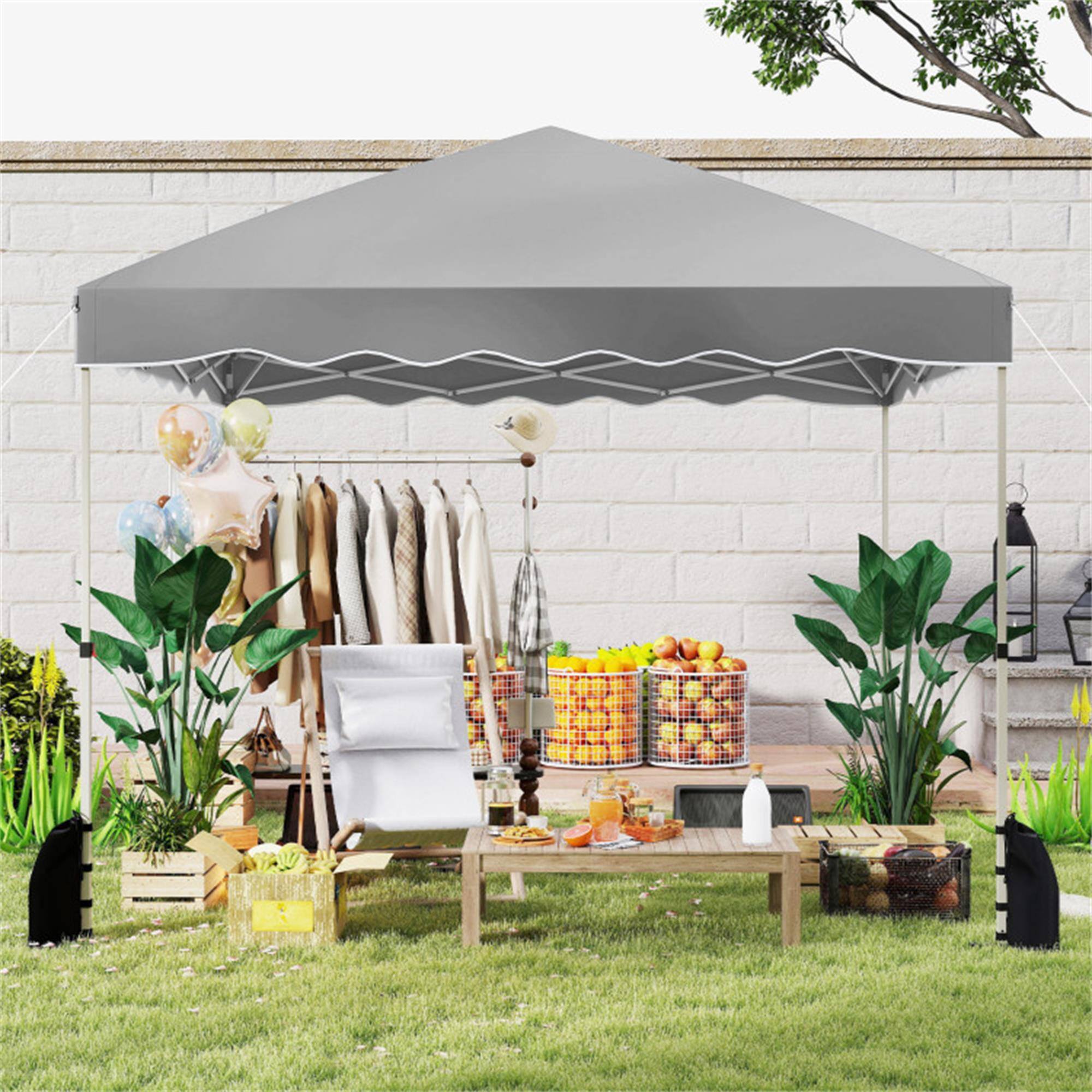 Alt View 2. Boyel Living - Gray Foldable Pop Up Canopy Tent 120-in W x 120-in D x 84-in H - Gray.