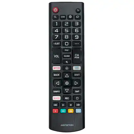 TV CC/SUB 1 2 3 4 5 6 7 8 9 0 ... VOL GUIDE CH PAGE BACK EXIT OINFO SAP MOVIES REC Il AKB75675304