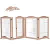 Front. Arf Pets - Freestanding Dog Gate, 4-Panel Extension, 360° Foldable Dog Gate 80"W x 31.5"H - Walnut.