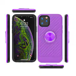 Reiko - Apple Iphone 11 Pro Case With Ring Holder In - Purple