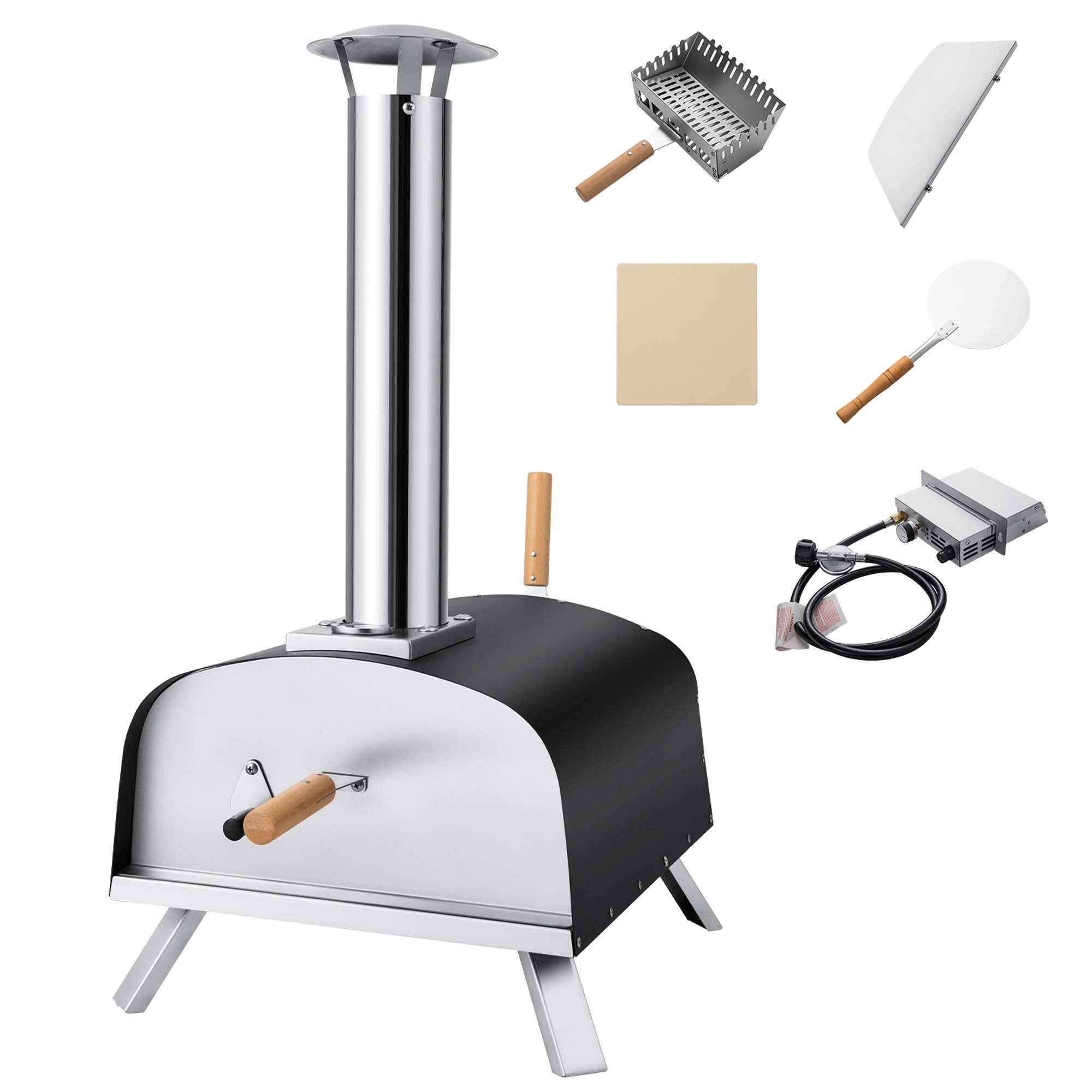 Alt View 15. Costway - 12" Multi-Fuel Pizza Oven Propane & Wood Fired Pizza Maker Portable - Silver + Black.