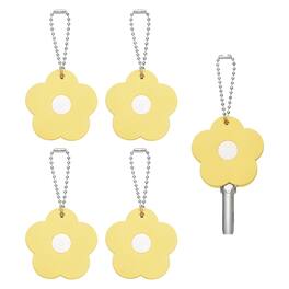 Unique Bargains - 5pcs Key Covers Caps, PVC Flower Key Identifiers Markers for 1.26" Flat Keys Office Apartment - Yellow