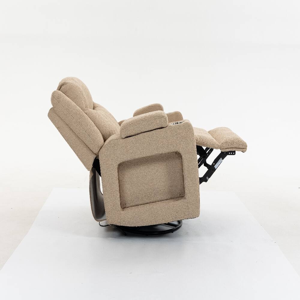 Alt View 7. Ropilly - Ropilly Extra Wide Power Recliner Velvet Massage Chair with Swivel and Heat - Camel.