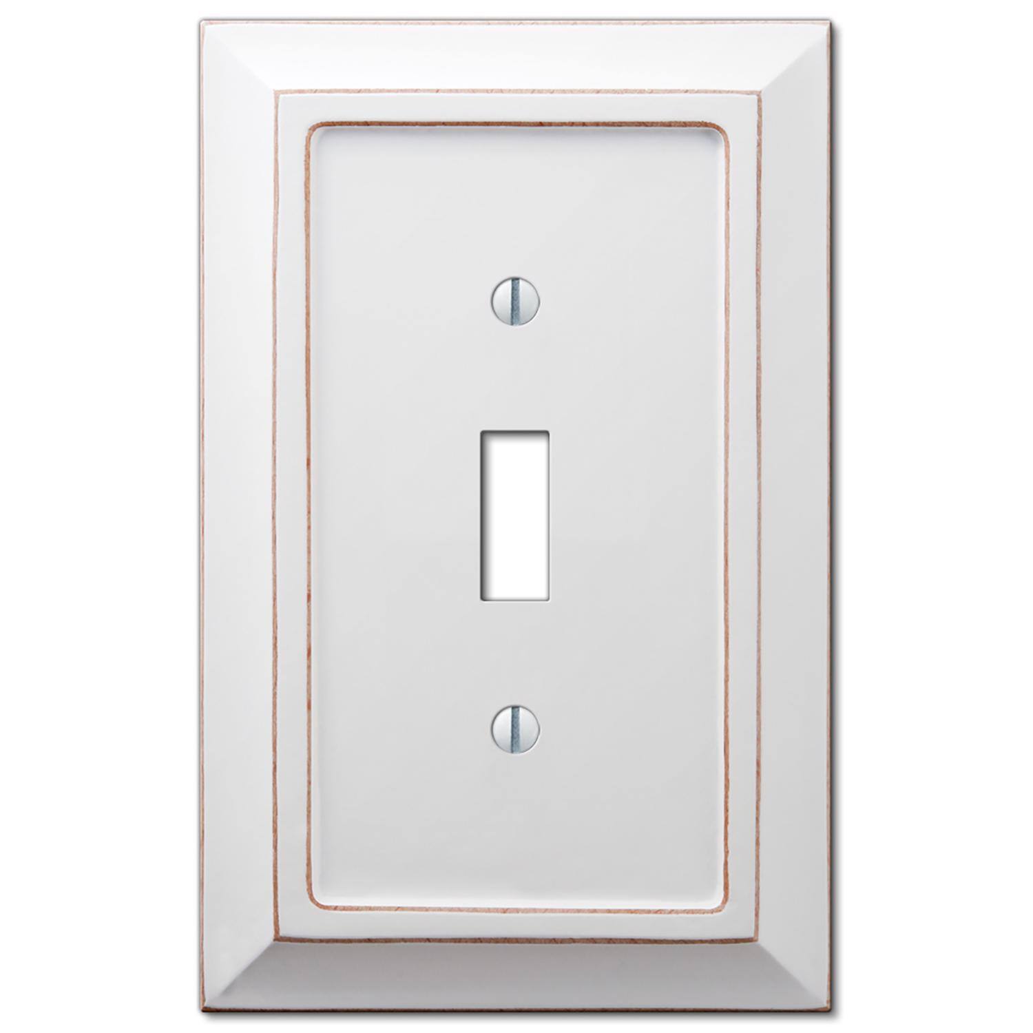 Angle. AMERELLE - Amerelle Savannah White 1 gang Wood Toggle Wall Plate 1 pk - white.