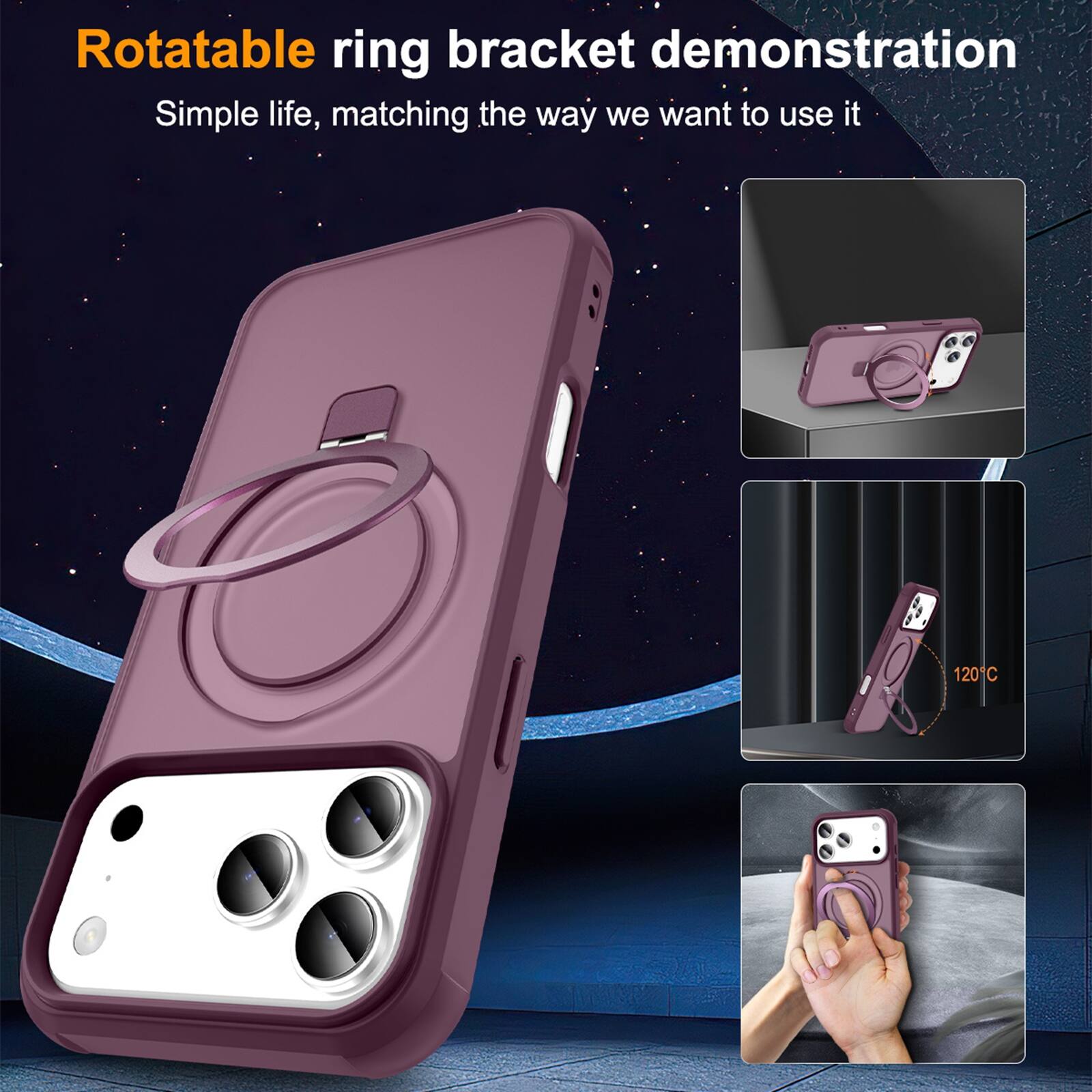 Rotatable ring bracket demonstration  
Simple life, matching the way we want to use it  
120°C