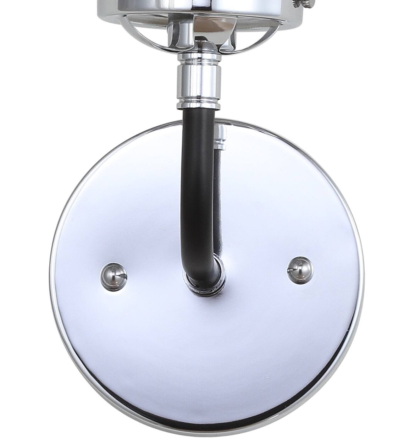 Alt View 5. Jonathan Y - Caleb 6" 1-Light Contemporary Transitional Iron/Glass LED Vanity Light, Chrome/Black - Chrome / Black.