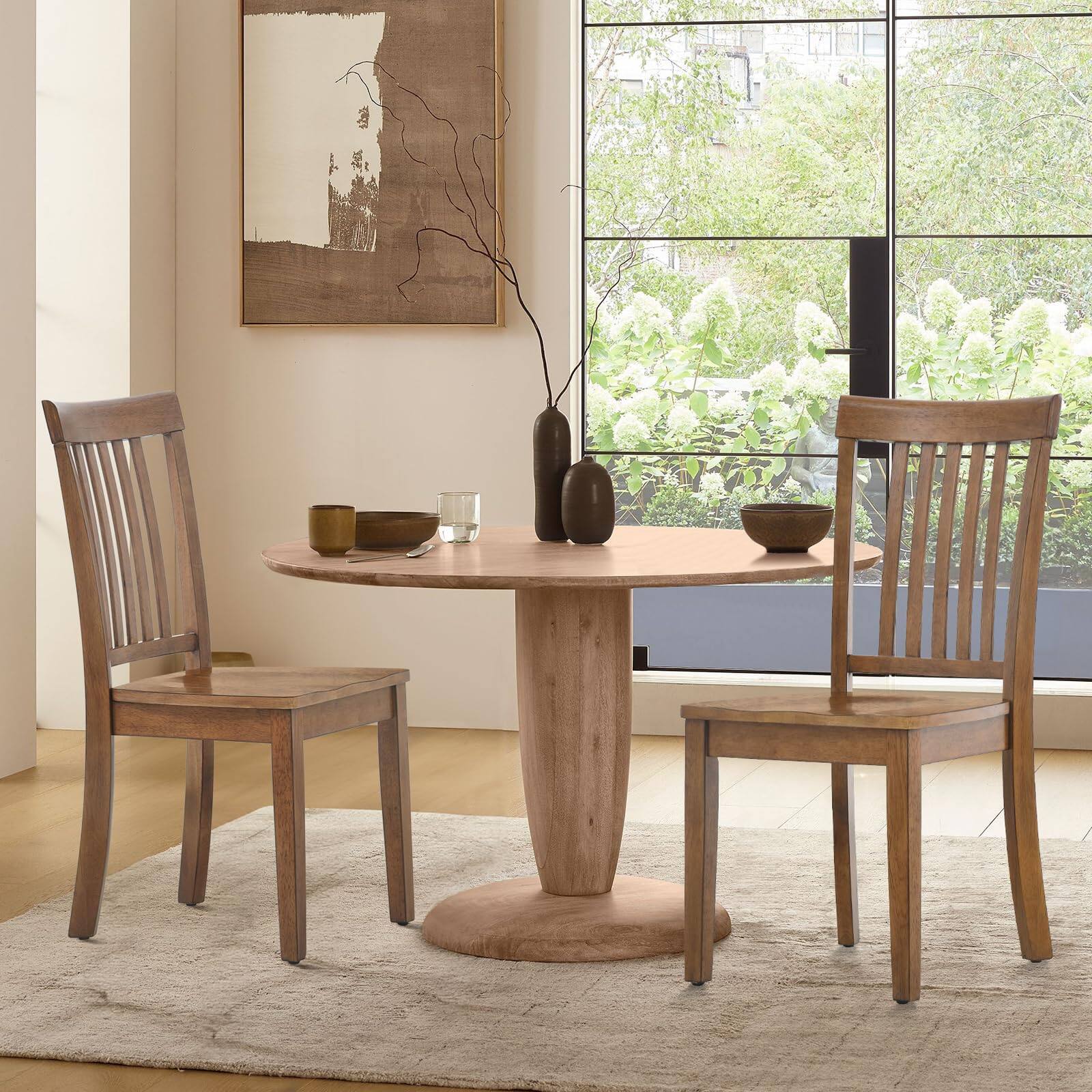 Light Brown Set of 2 Wooden Seat