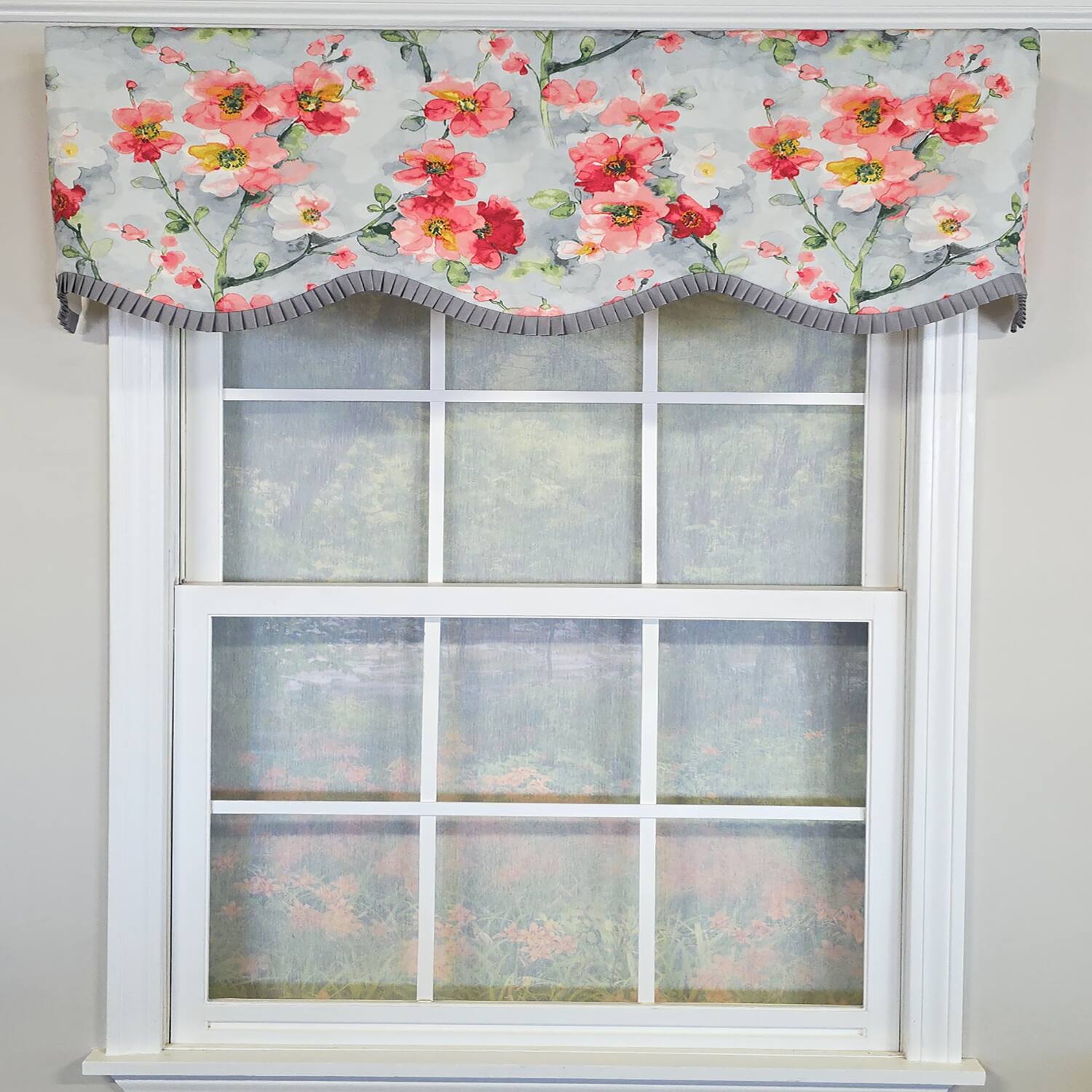 Angle. RLF Home - RLF Home 100% Cotton Prosperity Provance  Fully lined Windows Rod Pocket Valance 50" x 15"  Gray - Gray.
