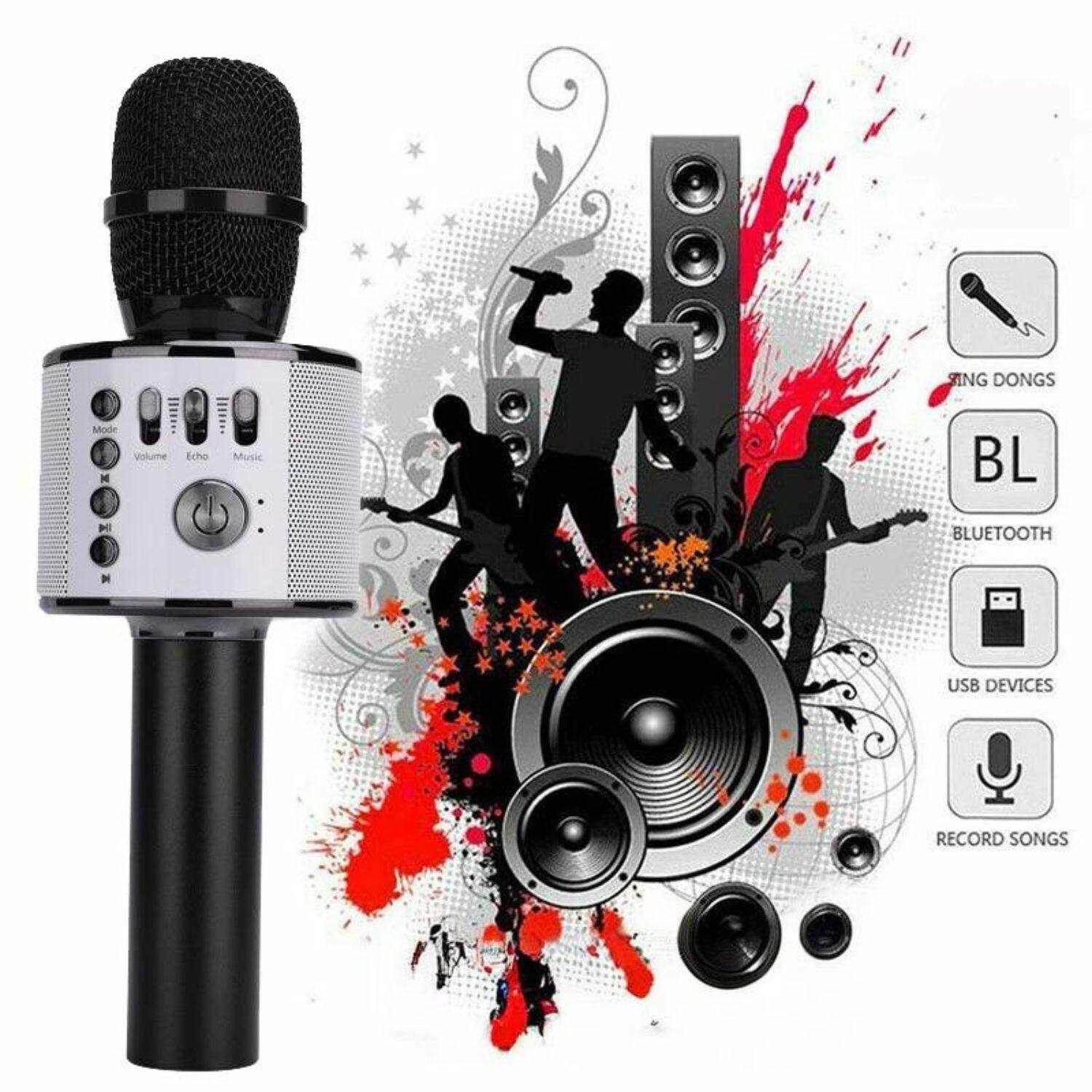 - Mode
- Volume
- Echo
- Music

- BL
- BLUETOOTH

- USB DEVICES

- RECORD SONGS