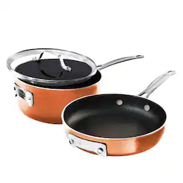 Gotham Steel - Stackmaster 3-Piece 8'' Space Saving Nonstick Cookware Set - Copper