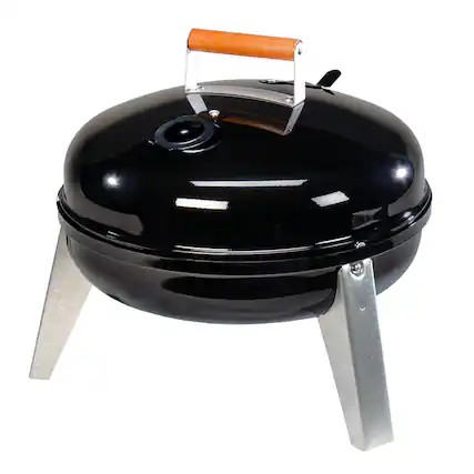 Front. Americana Grills - Americana Lock N Go Portable Charcoal Grill with Locking Hood & Bowl, Black - Black.