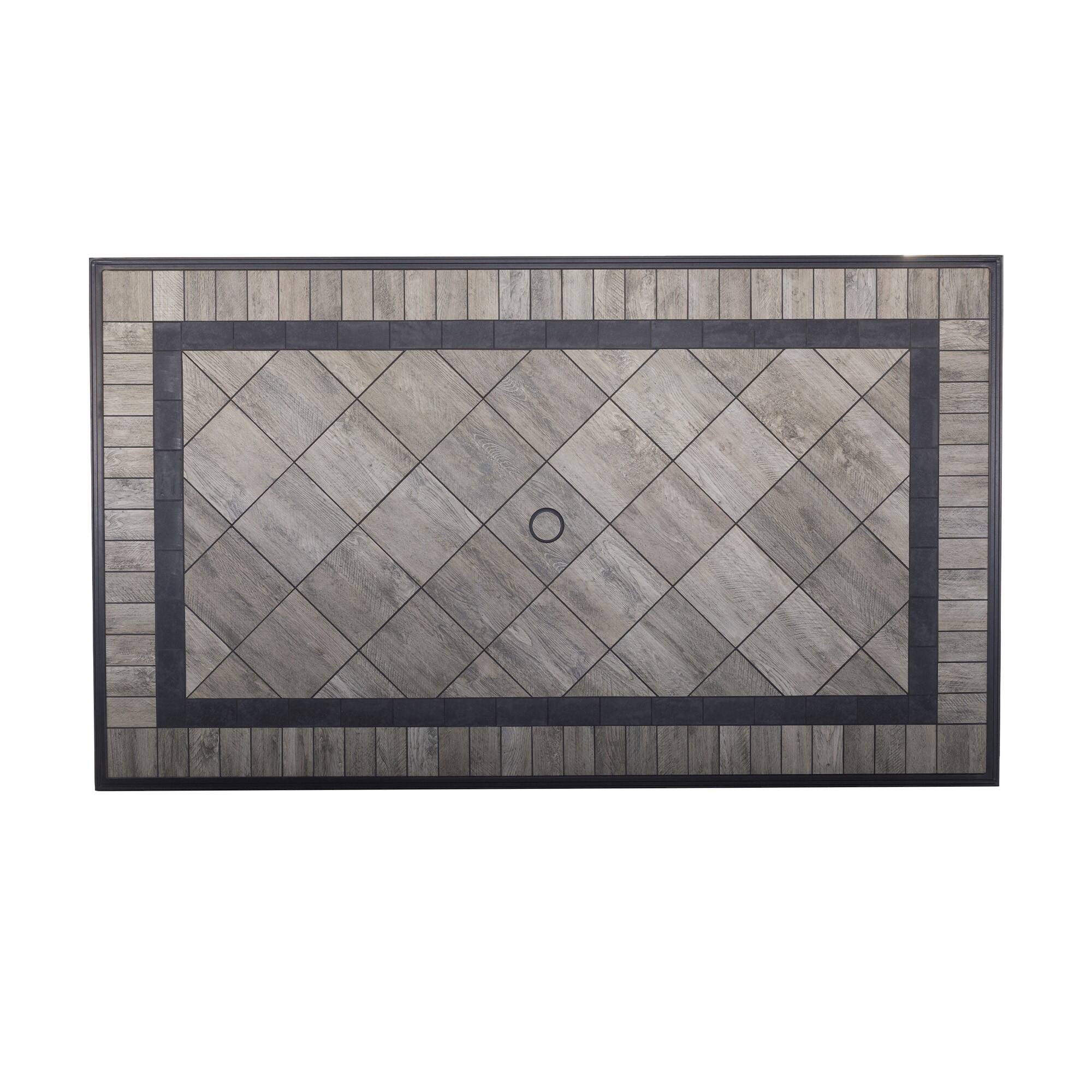 Alt View 4. Mondawe - 67Inch Rectangle Aluminum Frame Tile Dining Table - Black.