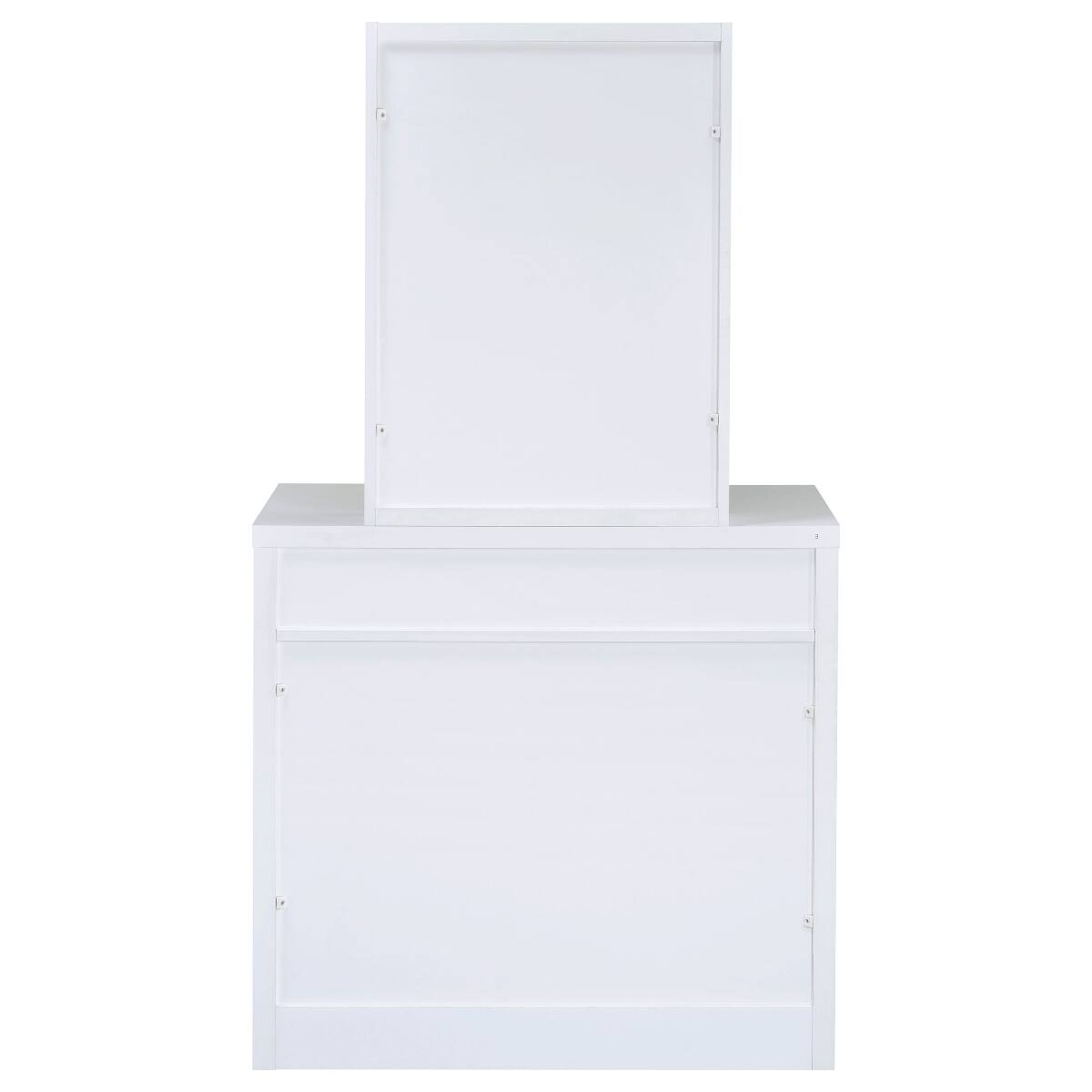 Alt View 3. Loheer - Loheer White Makeup Vanity Set with Mirror and Stool - White.