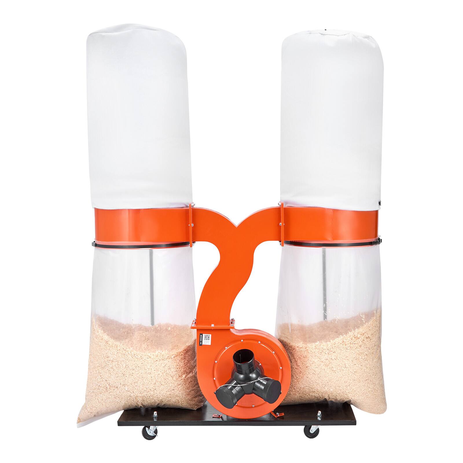 Alt View 5. VEVOR - Dust Collector, 1550 CFM 2.5 Micron Vortex Cone Dust Collectors,3.0HP Sawdust Collection System with Two 35-Gallon Dusts - Orange;Black.