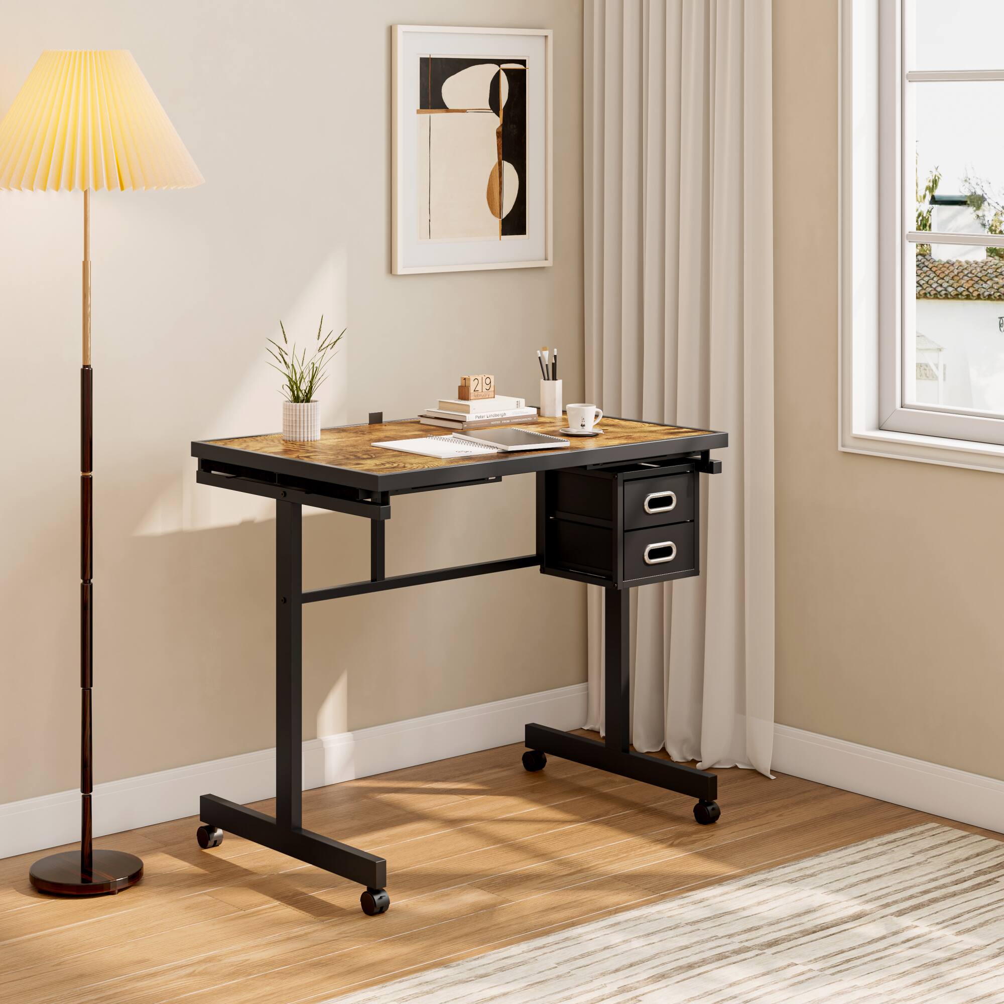 Alt View 2. GOODSILO - Professional 1000-Piece Jigsaw Puzzle Table with Storage Drawers and Mobile Base for Adult Hobbyists - Black.