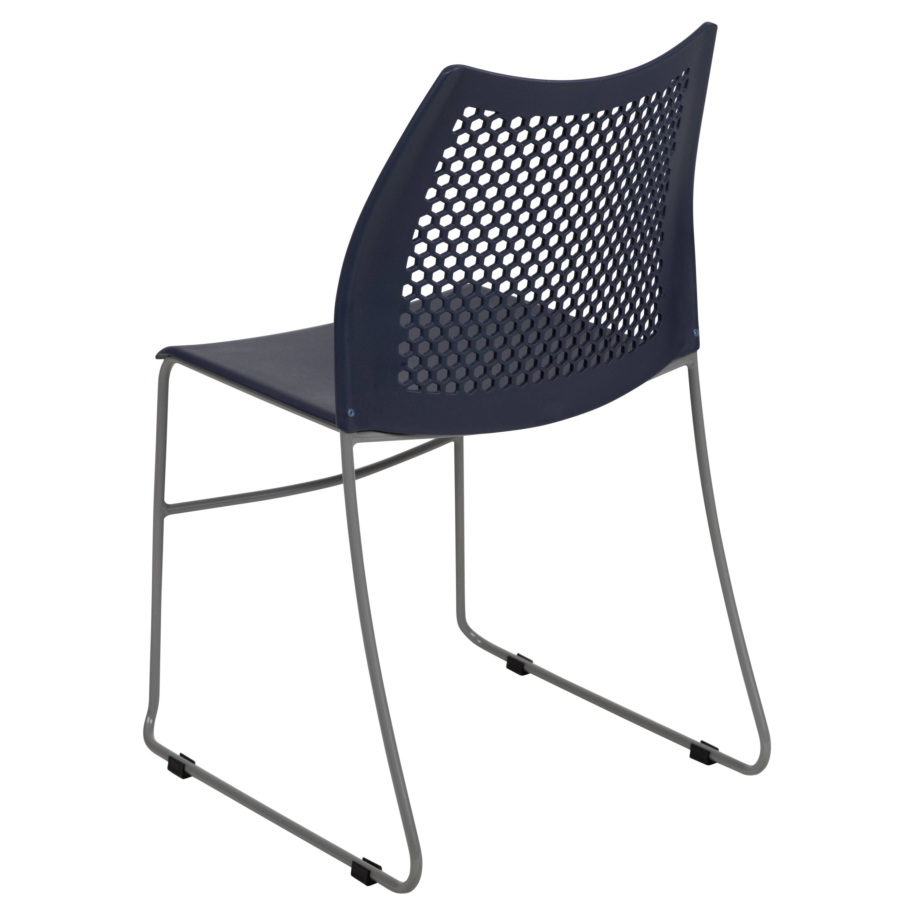 Alt View 5. Emma + Oliver - Home and Office Sled Base Stack Chair with Air-Vent Back - Guest Chair - Navy.