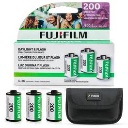 Fujifilm - 200 Color 35mm Film (36 Exp, 3-Pack) Bundle with Fabble 3-Roll Protective Storage Case Travel Organizer