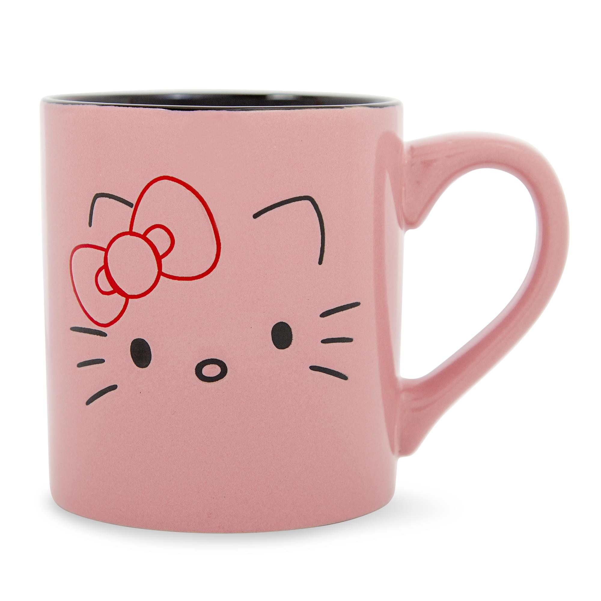 Alt View 1. Silver Buffalo - Sanrio Hello Kitty Pink Outline Face Wax Resist Ceramic Mug | Holds 14 Ounces - Pink.