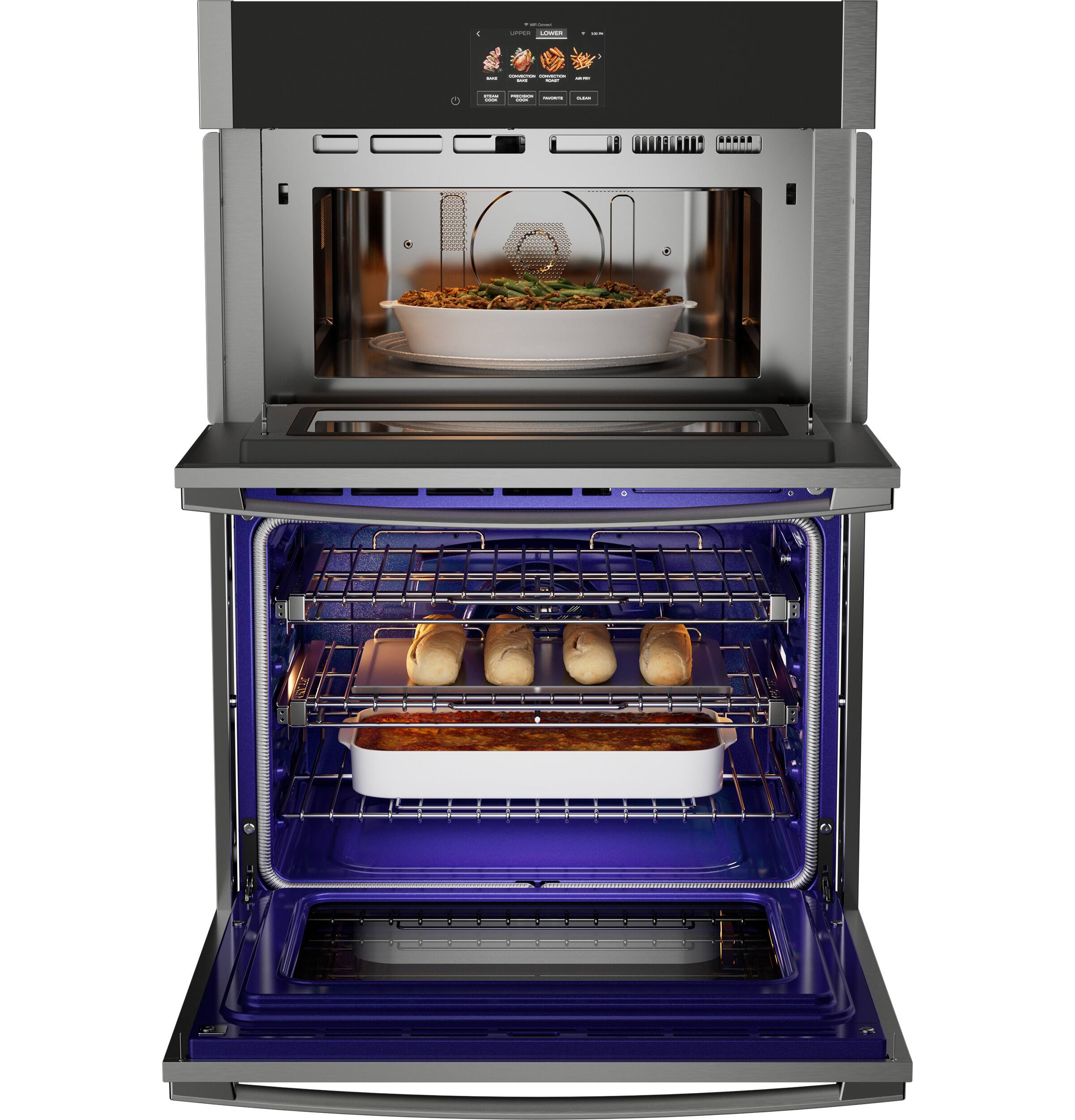 Alt View 12. GE Profile - 30" Built-In Electric Convection Double Wall Oven with Microwave and No Preheat Air Fry - Stainless Steel.