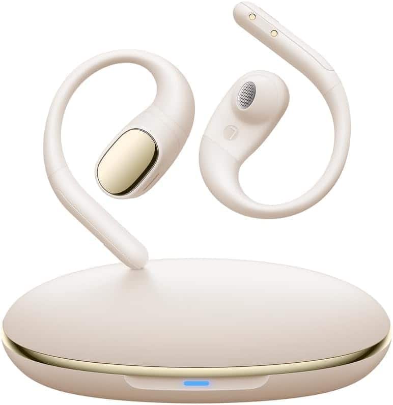 Front. VEAT00L - PocBuds V30 Sport Earbuds with Lightweight Earhooks IPX7 Waterproof Open Ear Headphone - Beige.