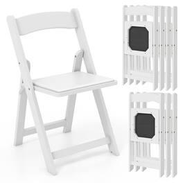 Gymax - Set of 8 Dining Chairs w/ Rubber Wood Legs & Padded Seat for Home Office Events - White