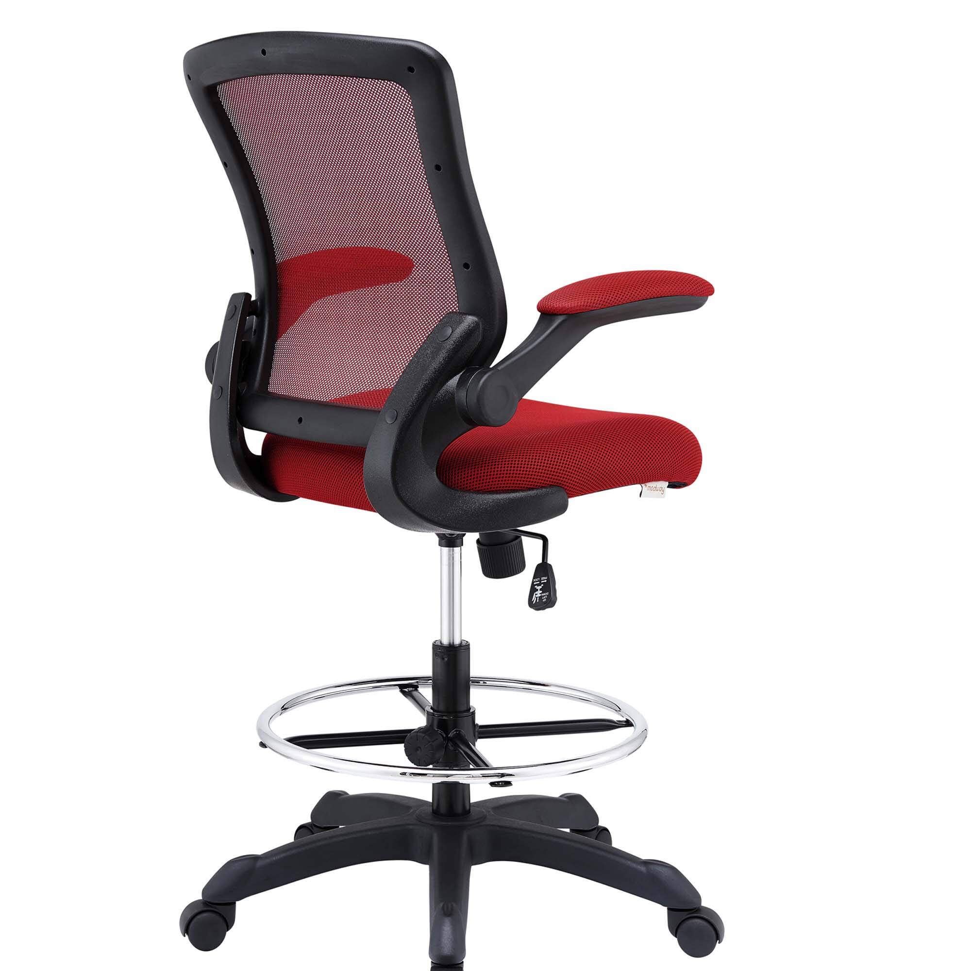Alt View 4. Modway - Veer Drafting Chair by Modway - Red.