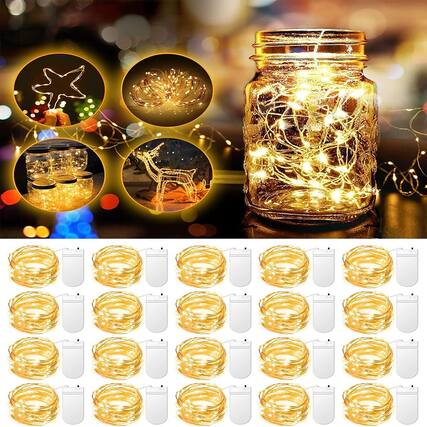 Front. THIRSTY TURTLE - 20-Pack Fairy Lights, 3.3ft 20-LED Battery Operated Copper Wire, Warm White.