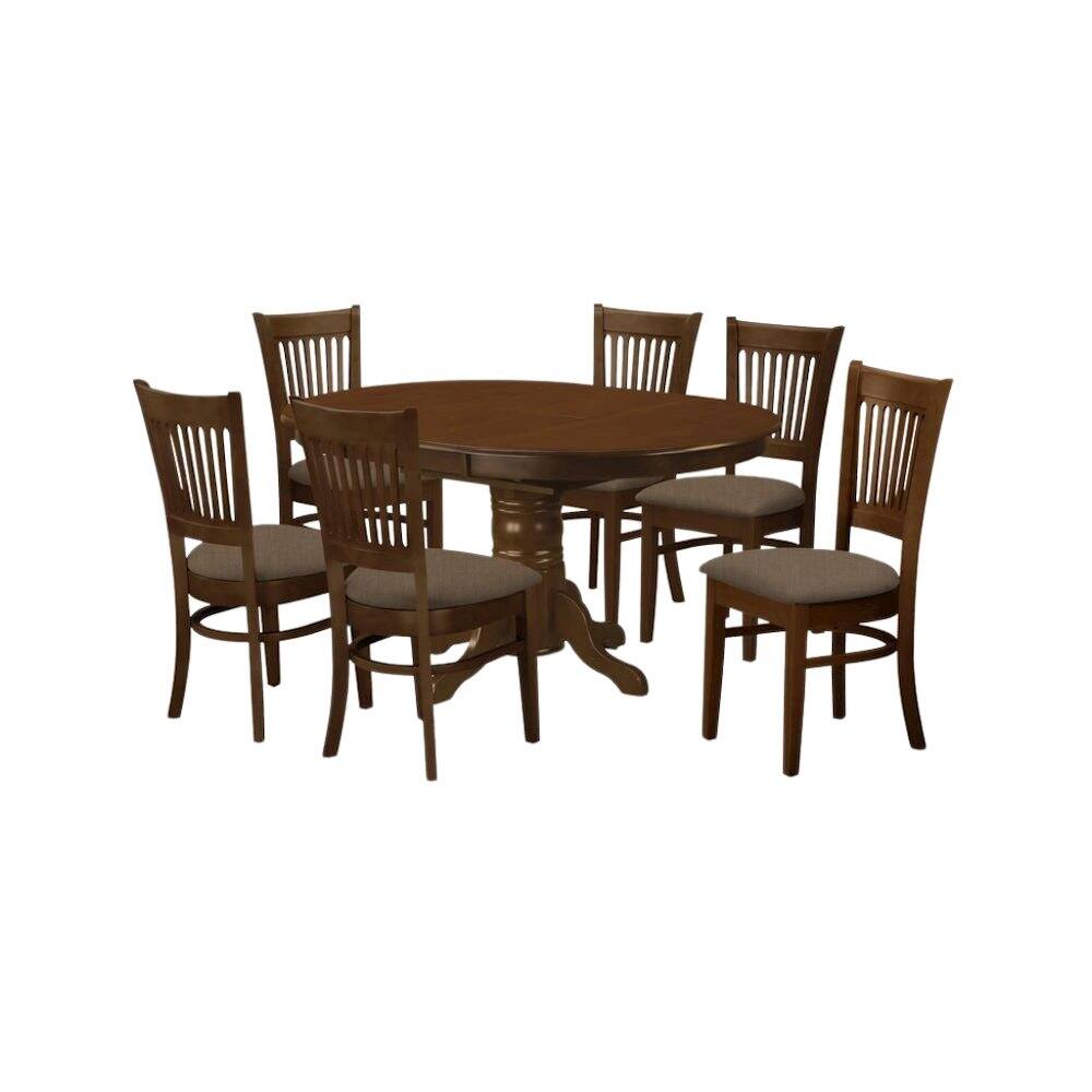 Alt View 3. FurniFact - Solid Wood Dining Table Set for 6 with Chairs - Espresso.