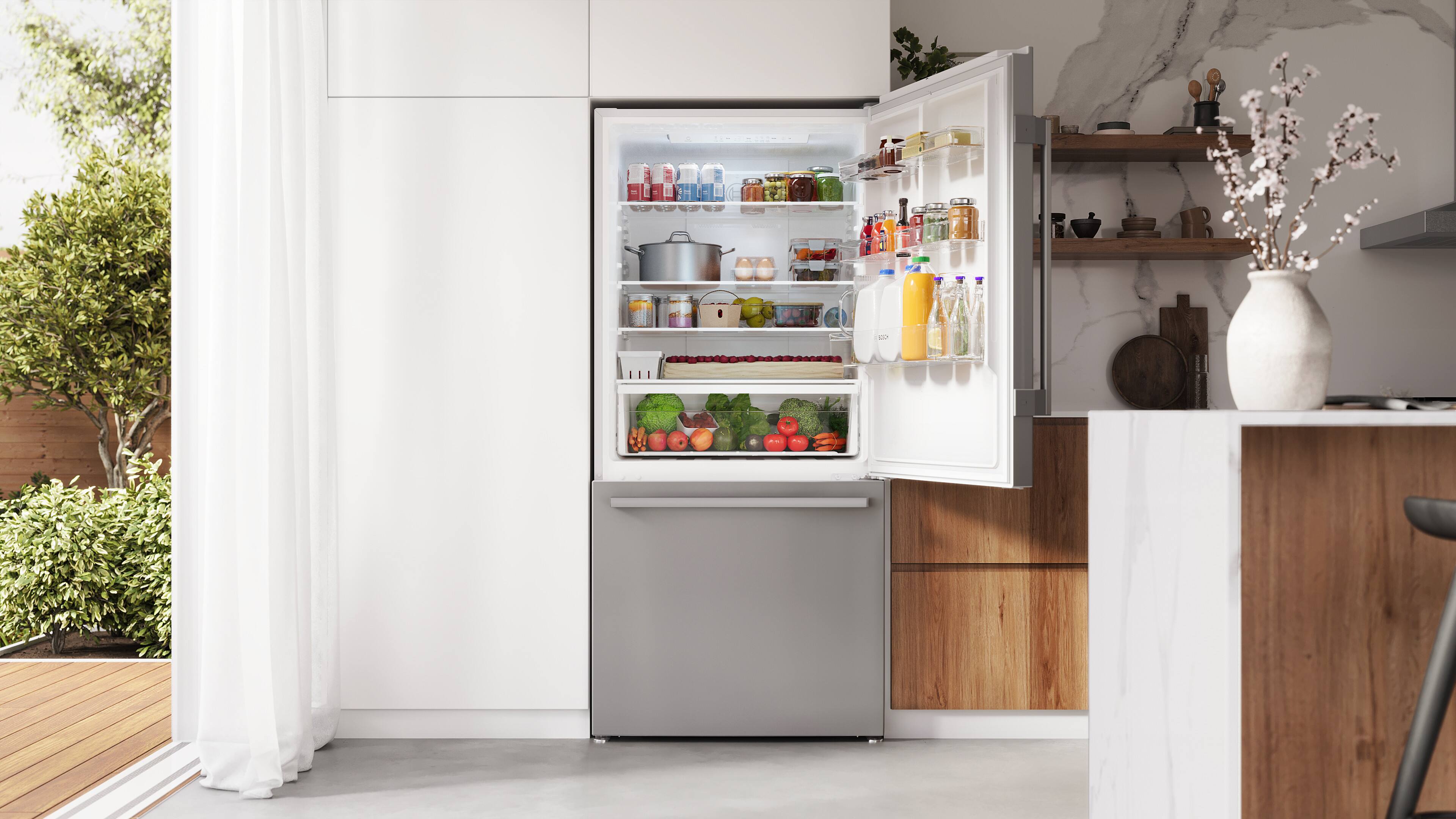 Alt View 10. Bosch - 100 Series 17.2 Cu. Ft. Bottom-Freezer Built-In Refrigerator with Ice in Fingerprint Resistance - Stainless Steel.