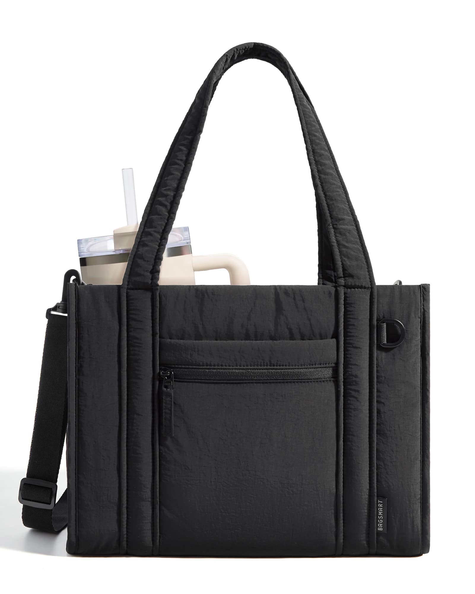 Bagsmart - Boxy Tote Bag for Women, Crossbody Work Bag with Inner Tumbler Pocket, Crush Bow Shoulder Bag for Travel College - Black price history on PriceWatchPro