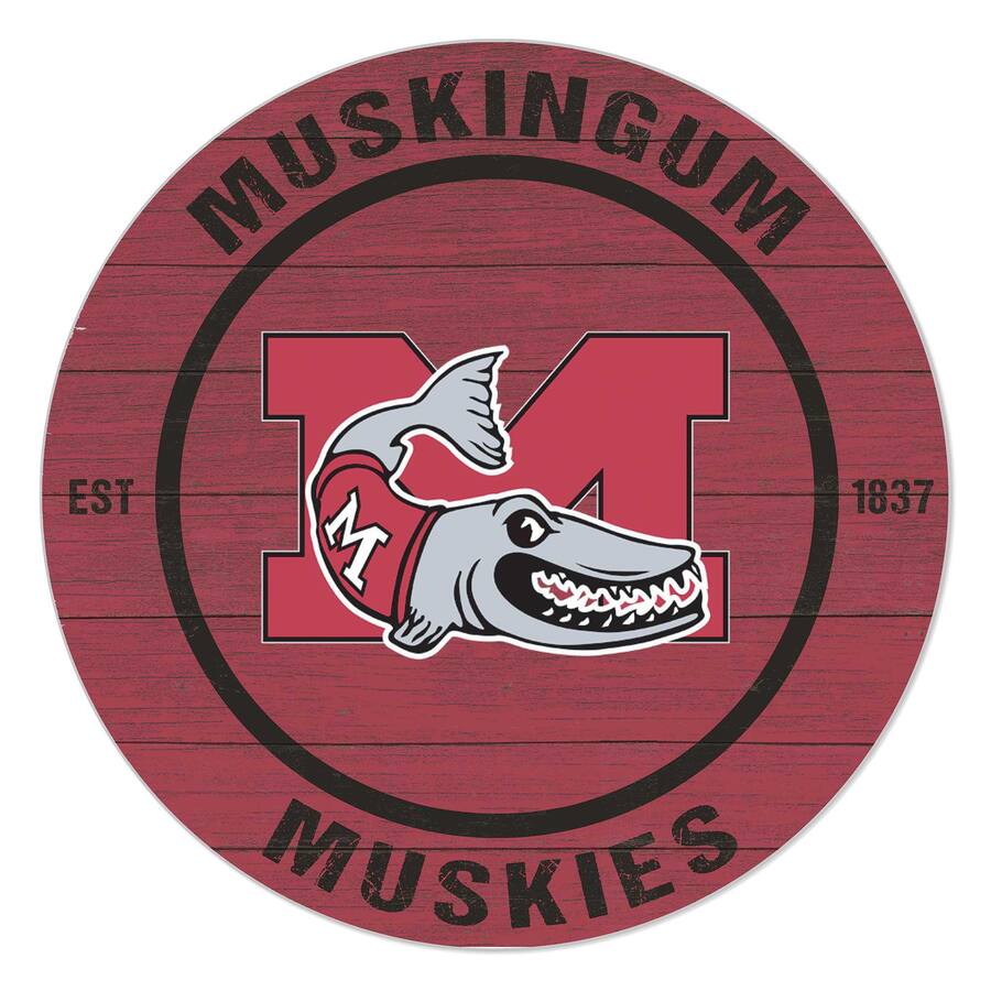 Muskies Script Logos Jardine Muskingum Muskies 20'' x 20'' Indoor/Outdoor Team Color Circle ...