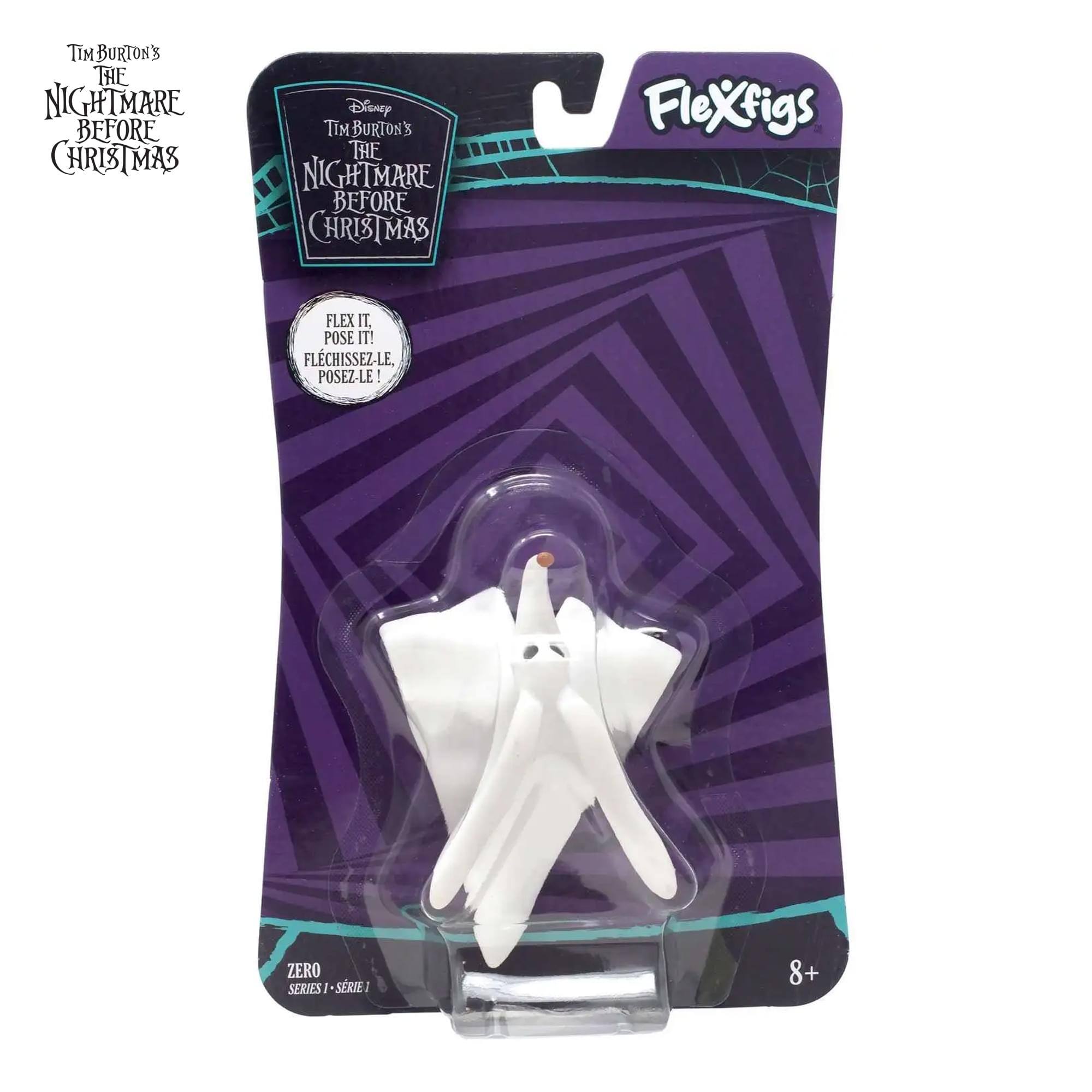 TIM BURTON'S THE NIGHTMARE BEFORE CHRISTMAS  
Disney TIM BURTON THE NIGHTMARE BEFORE CHRISTMAS  
FlexFigs  
FLEX IT. POSE IT!  
FLÉCHISSEZ-LE, POSEZ-LE!  
ZERO SERIES  
8+