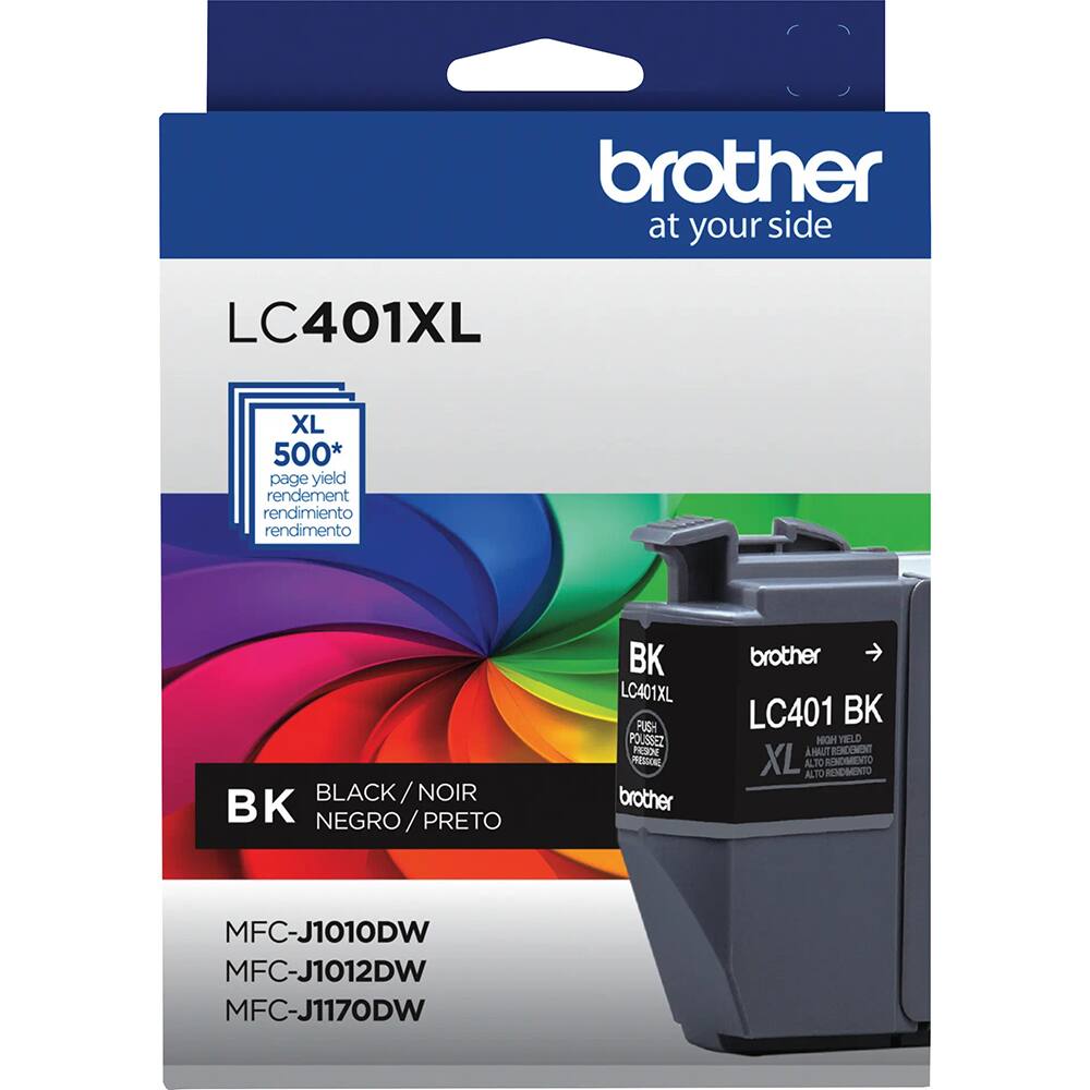 brother at your side LC401XL XL 500* page yield rendement rendimiento rendimento BLACK/NOIR / NOIR BK NEGRO/PRETO / BK LC401XL PUSH POUSSEZ brother brother LC401 BK NOH MELD ANUT ROCOE XL ALTO AL T2 REXEMECTO RINDMENTO MFC-J1010DW MFC-J1012DW MFC-J1170DW