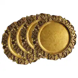 American Atelier - Embossed Charger Plate Set Of 4 14" D - Gold