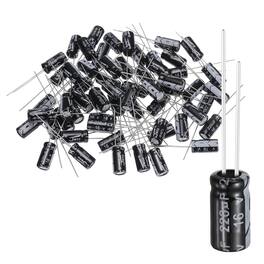 Unique Bargains - 220uF 16V 6x12mm Electrolytic Capacitor, 105C High Temp Radial Leads, for TVs/LCDs/VCD, 60pcs - Black