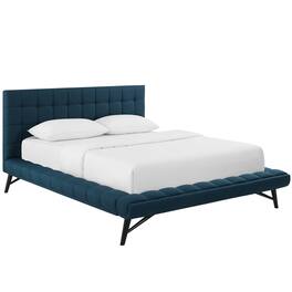 Modway - Julia Biscuit Tufted Upholstered Fabric Queen Platform Bed - Blue