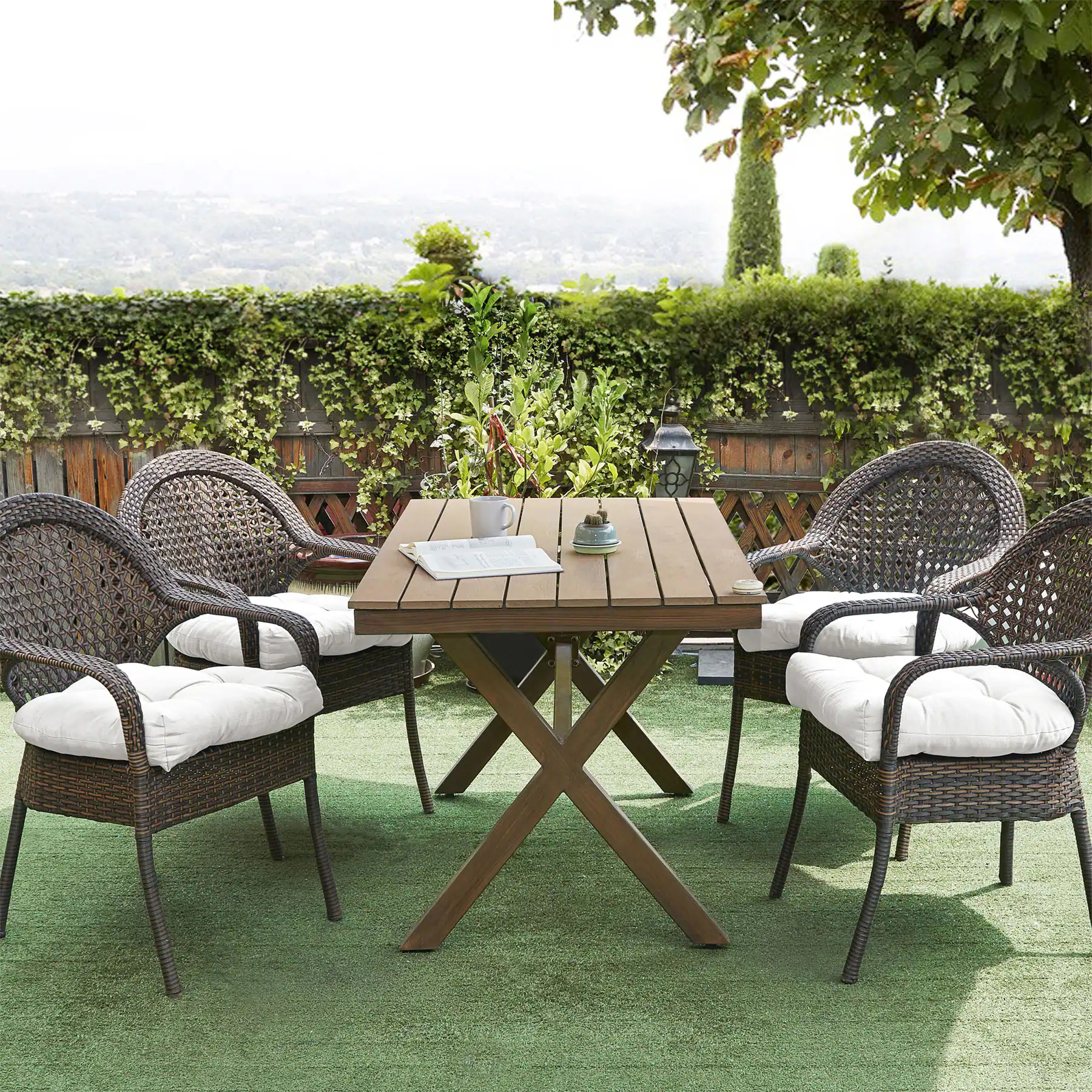 Alt View 1. Sweet Home Collection - Patio Cushions Indoor/Outdoor Chair Pads Tufted 19" x 19", 12-Pack - White.